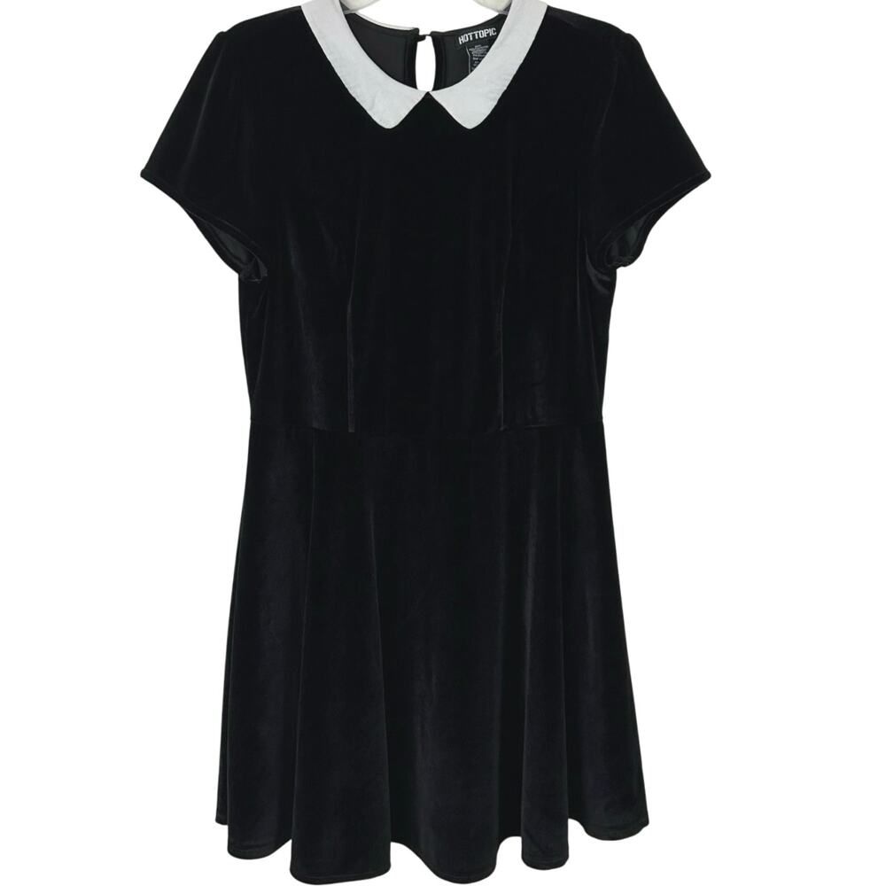 Hot Topic Halloween Wednesday Addams short sleeve velour mini dress Size XL